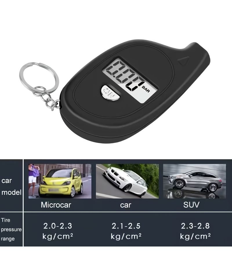 Digital LCD Tire Pressure Tester Black Portable Car Motorcycle Safety Tool - Image 4