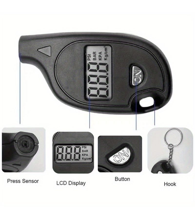 Digital LCD Tire Pressure Tester Black Portable Car Motorcycle Safety Tool - Image 3