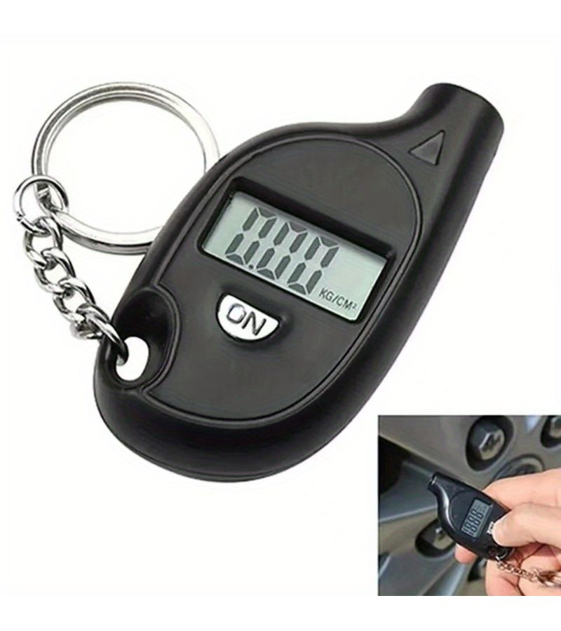 Digital LCD Tire Pressure Tester Black Portable Car Motorcycle Safety Tool - Image 1