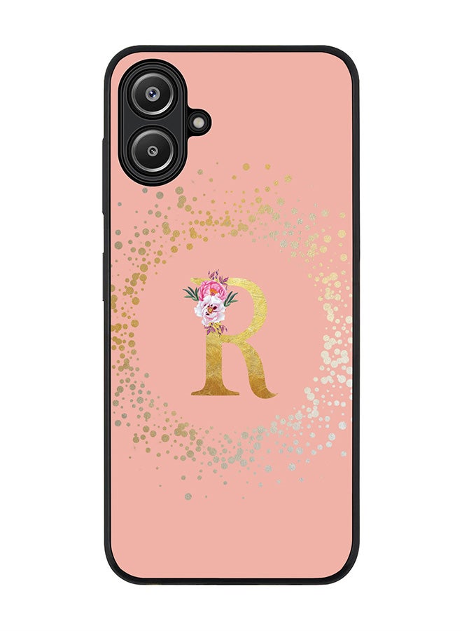 For Samsung Galaxy A06 Case,Slim fit Camera Protection, Shockproof Thin Phone cover - Custom Monogram Floral - R (Rose Pink )