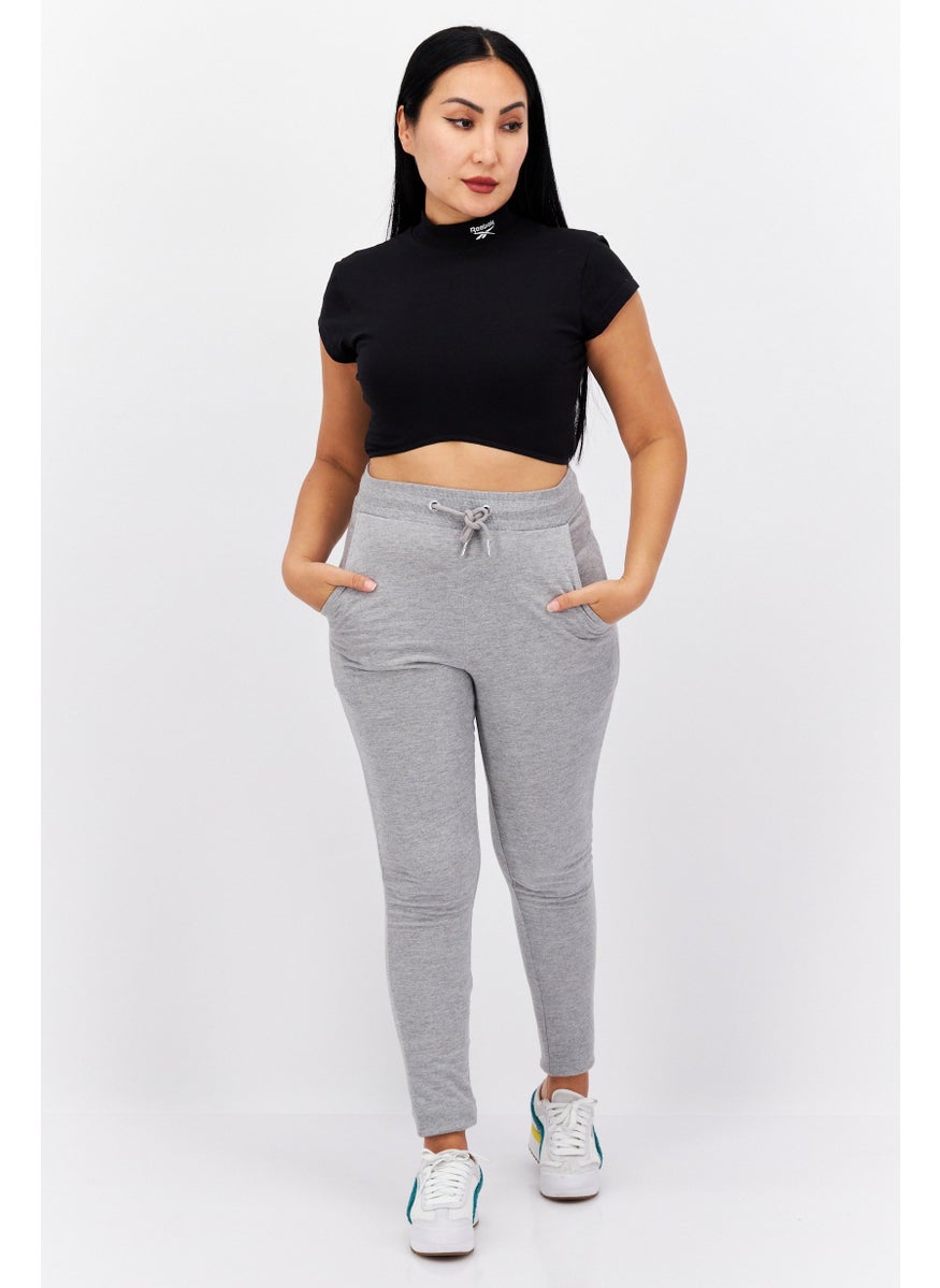 Reebok Women Sportswear Fit Short Sleeves Training Crop Top, Black  - Image 3