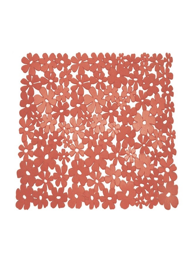 iDesign Blumz Floral BPA-Free Flexible PVC Plastic Large Sink Protector Mat - 16" x 12.5", Red - Image 1