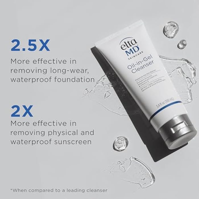 EltaMD Oil-In-Gel Facial Cleanser, Daily Gentle Face Cleanser, Removes Long-Wear Makeup, Sunscreen, and Sweat, Cleansing Oil For Face, 3.4 oz Tube - Image 3