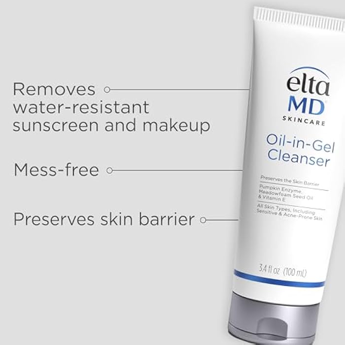 EltaMD Oil-In-Gel Facial Cleanser, Daily Gentle Face Cleanser, Removes Long-Wear Makeup, Sunscreen, and Sweat, Cleansing Oil For Face, 3.4 oz Tube - Image 2