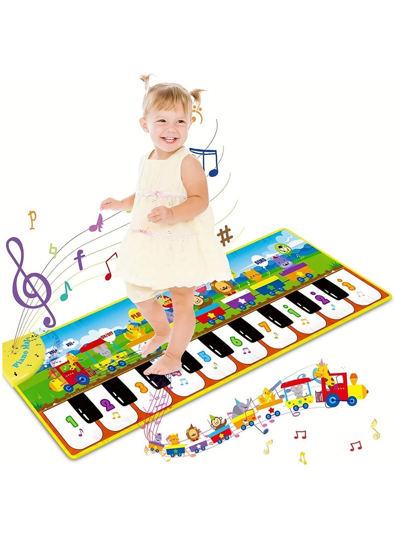 Hihonor Musical Piano Mat for Kids, Floor Dance Toy with 10 Songs, 8 Animal Sounds, 5 Modes. Children'S Keyboard Blanket Music Touch Game Mat, Music Early Education Toy, Gifts for Girls Boys  - Image 1