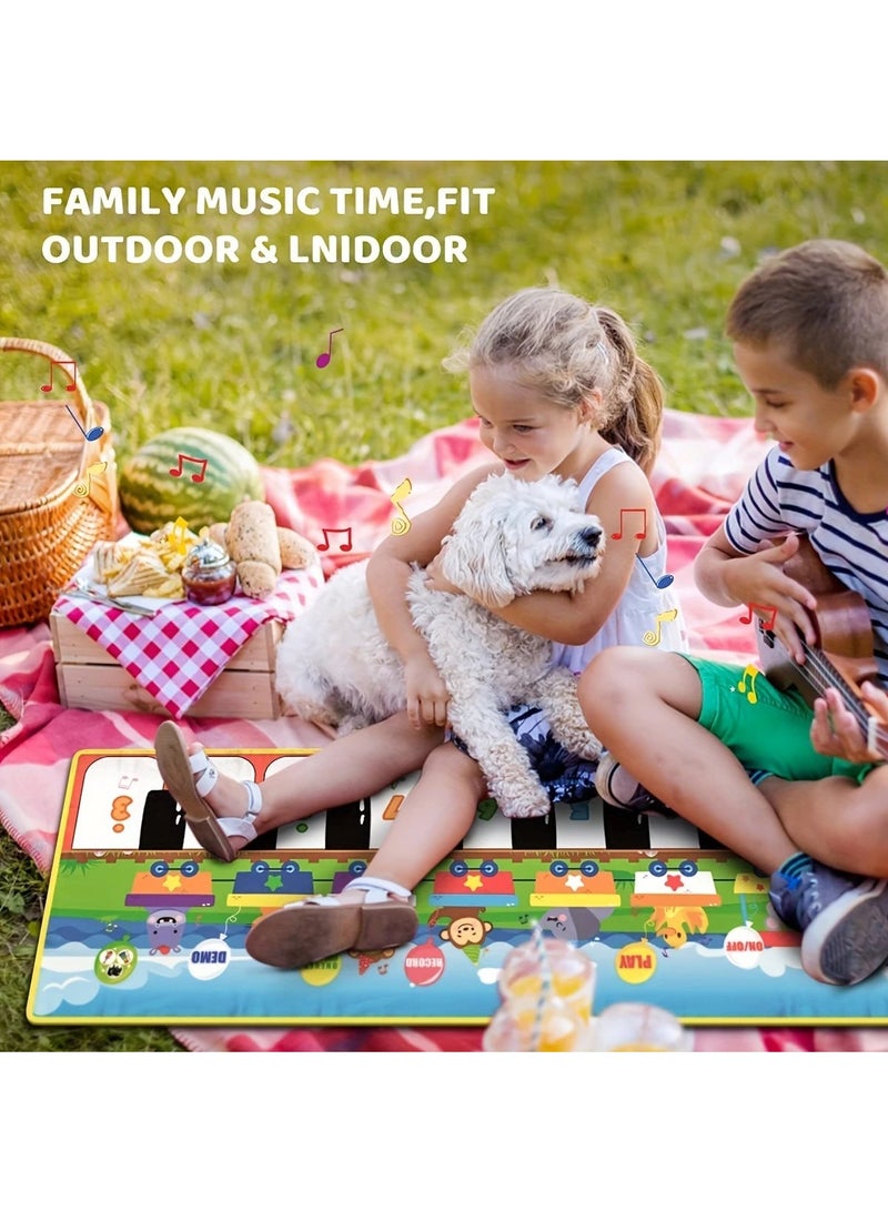 Hihonor Musical Piano Mat for Kids, Floor Dance Toy with 10 Songs, 8 Animal Sounds, 5 Modes. Children'S Keyboard Blanket Music Touch Game Mat, Music Early Education Toy, Gifts for Girls Boys  - Image 5