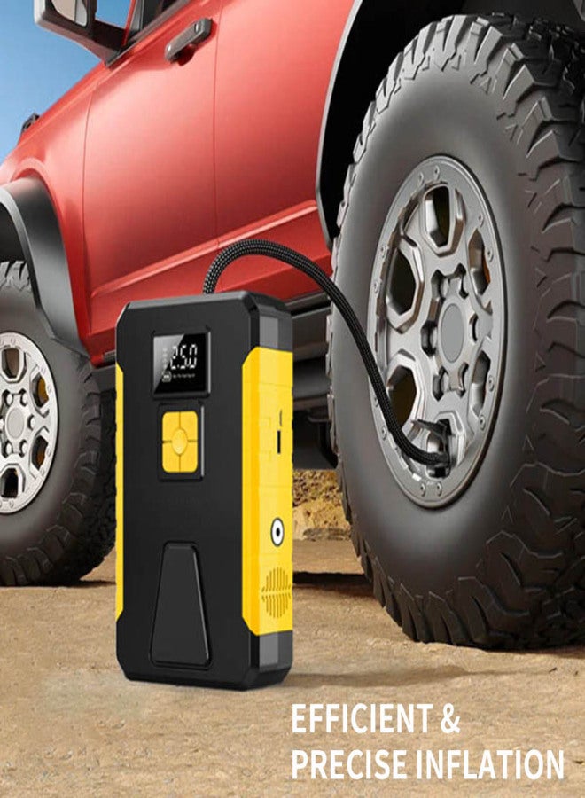FOXSUR Tire Inflator Portable Air Compressor, Cordless Electric Air Pump, 26800mAh Jump Starter and Air Compressor with LED Light for Car, Motorcycle, Bike, Ball - Image 2