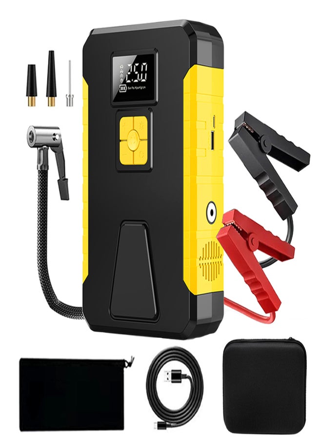 FOXSUR Tire Inflator Portable Air Compressor, Cordless Electric Air Pump, 26800mAh Jump Starter and Air Compressor with LED Light for Car, Motorcycle, Bike, Ball - Image 1