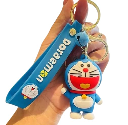 Filloxy Silicon Cute 3D Rubber Silicone Cartoon keychain with Strap Charm & Metal Hook,Silica Gel Key Ring Best Gift For Women, Men, Girls and Boy | School Bag car bike Fashion (DORAEMON) - Image 5