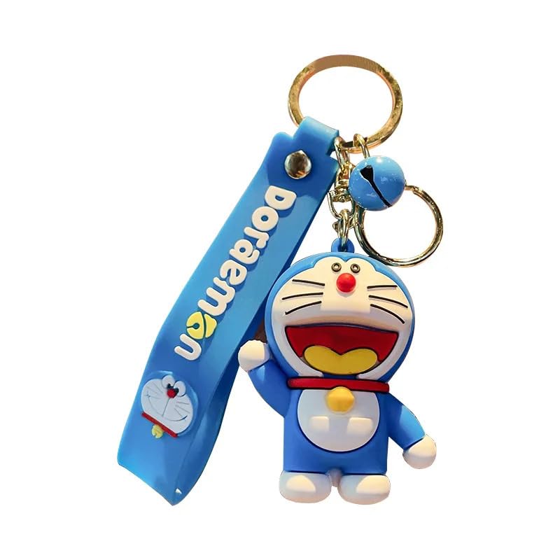 Filloxy Silicon Cute 3D Rubber Silicone Cartoon keychain with Strap Charm & Metal Hook,Silica Gel Key Ring Best Gift For Women, Men, Girls and Boy | School Bag car bike Fashion (DORAEMON) - Image 3