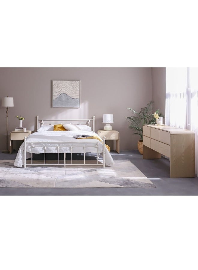 DANUBE HOME Bella Arrow 160x200 Metal Queen Bed | Modern Design Metal Double-White - Image 2