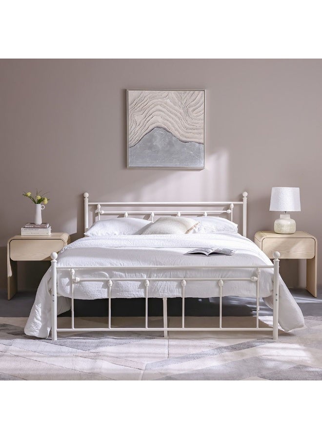 DANUBE HOME Bella Arrow 160x200 Metal Queen Bed | Modern Design Metal Double-White - Image 3