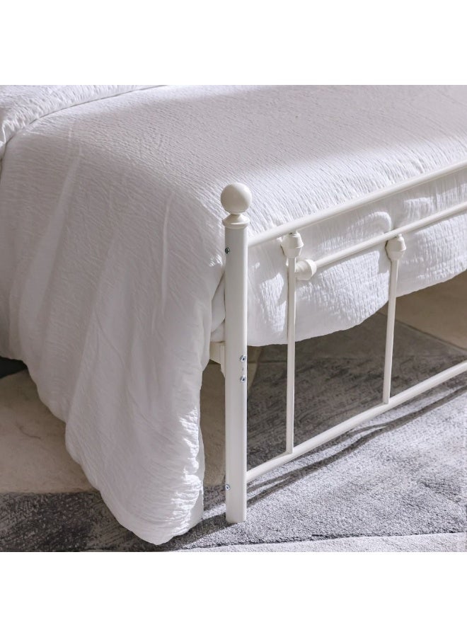 DANUBE HOME Bella Arrow 160x200 Metal Queen Bed | Modern Design Metal Double-White - Image 5