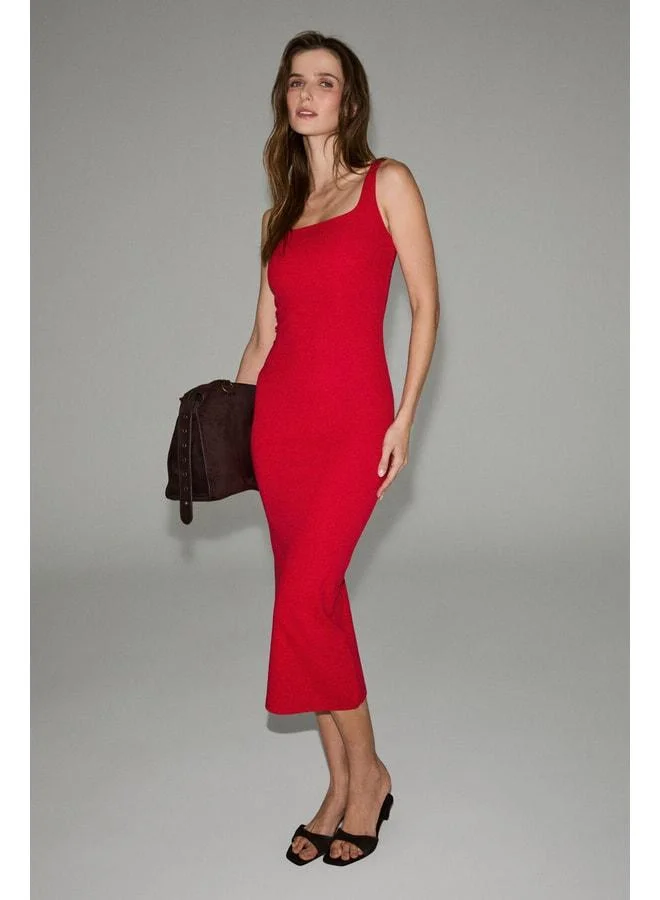 Grimelange  TRESLEY Women's Soft and Stretch Fabric V-Neck Slim Fit Long Red Dress. for Women | Best Price UAE