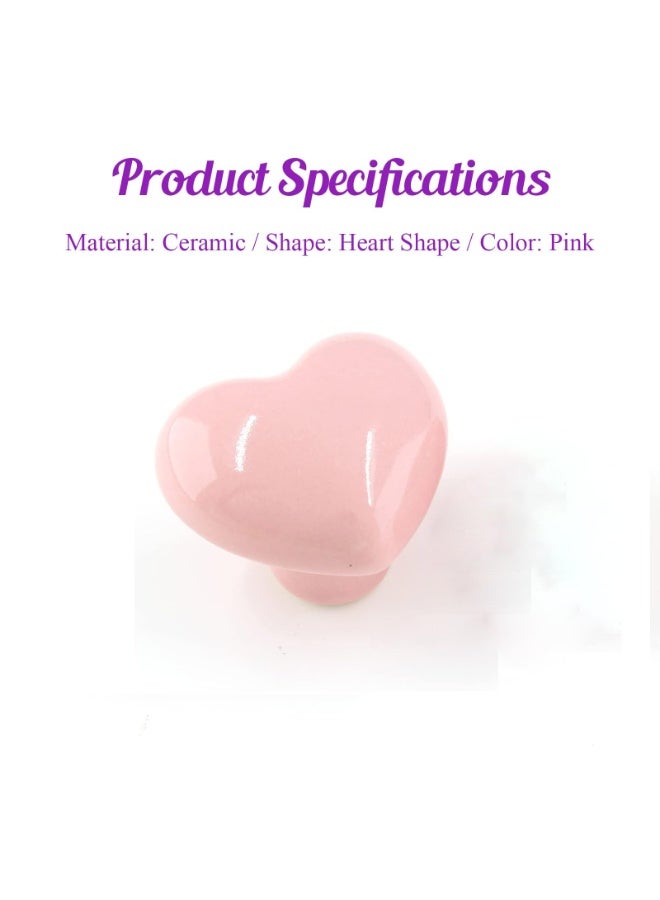 Heart-Shaped Ceramic Cabinet Knobs, Pink, 40mm x 36mm, Set of 4 - Image 2