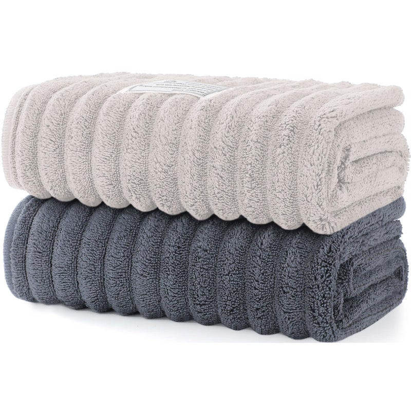 Bedvcaty Luxury 2-Piece Quick-Dry Bath Towel Set 27.5X 55 Inches â€“ Ultra Soft Microfiber for Bathroom, Bar, Pool, Gym & Travel â€“ Elegant Twill Design - Image 1