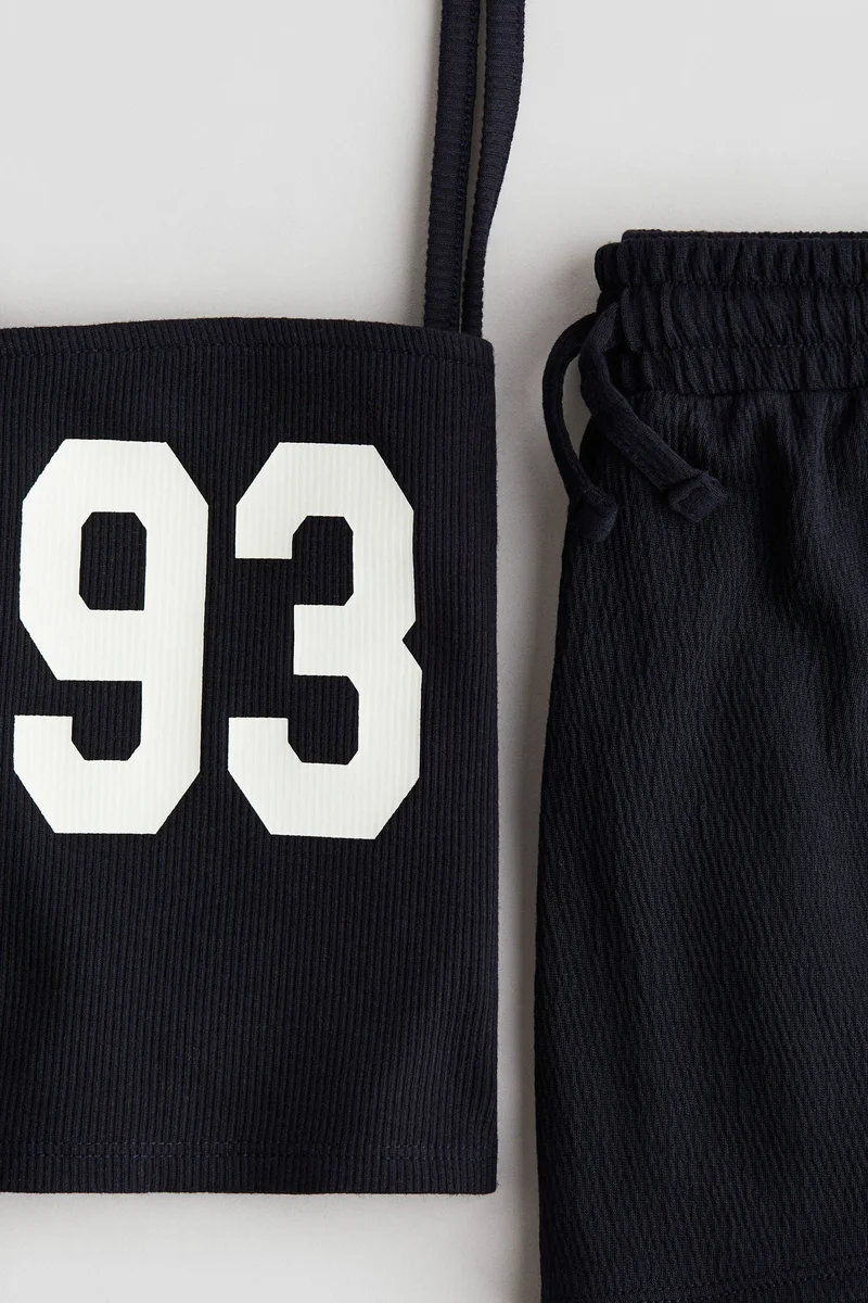 اتش اند ام طقم بلوزة بحمالات كتف وشورت - عبوة من قطعتين