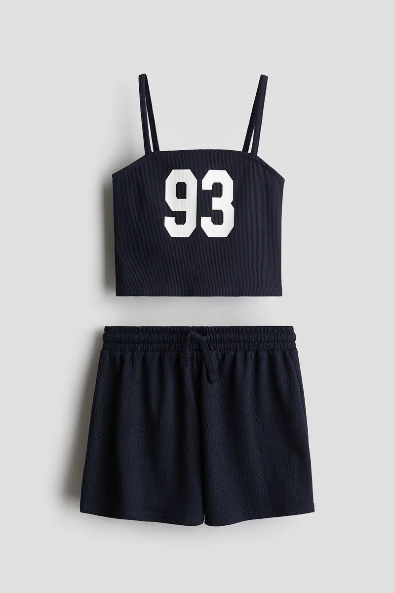 اتش اند ام طقم بلوزة بحمالات كتف وشورت - عبوة من قطعتين