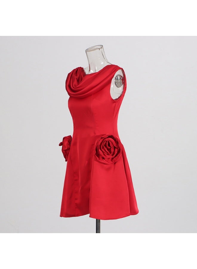 Madam Uniq Rose Appliqué Mini Dress - Image 3