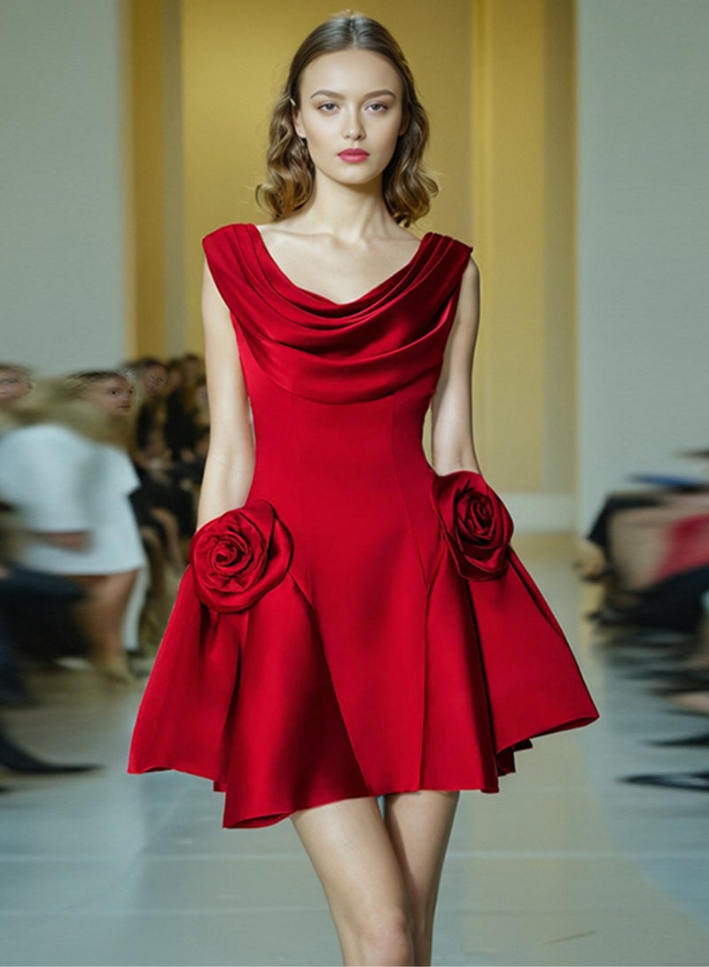 Madam Uniq Rose Appliqué Mini Dress - Image 1