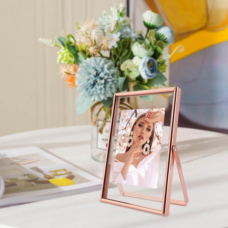 AhaGo Rose Gold Floating Frame  4""x6""  Vertical  2 Set  For Picture 3.5x5  3x4 2x3  Mini Desktop Photo Frames  Classy For Holiday  Wedding  or Birthday  Home or Office D?cor - Image 5