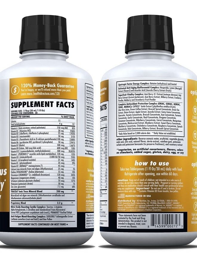 Health Direct - Nature's Optimal Nutrition Energize, 140+ Ingr. Super Liquid Multivitamin | 30oz - Image 1