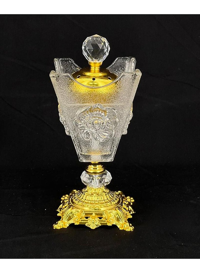 Crystal incense burner with luxurious design, transparent/golden - Image 1