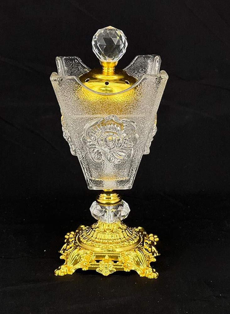 Crystal incense burner with luxurious design, transparent/golden - Image 2