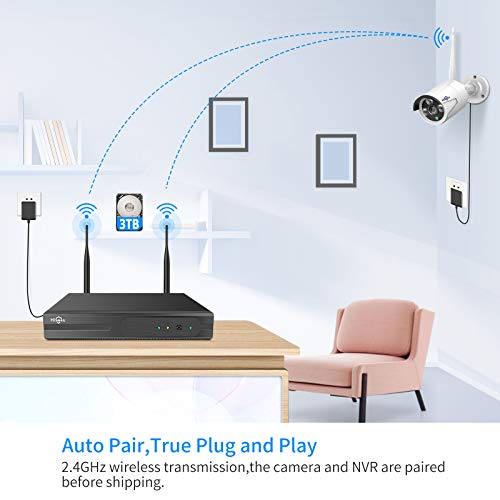 Hiseeu نظام كاميرا الأمان اللاسلكية Hiseeu Pro WiFi، مجموعة NVR 16CH 4K، 8 قطع كاميرا أمان CCTV بدقة 5MP للاستخدام الداخلي/الخارجي، رؤية ليلية، مقاومة للماء، كشف الحركة، قرص صلب سعة 3TB - Image 2