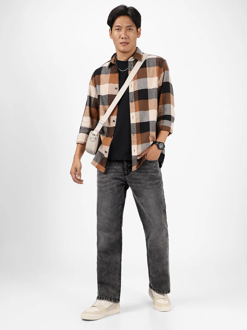 Urbano Fashion  Urbano Fashion Men's Black Washed Bootcut Jeans Stretchable  | Best Price UAE