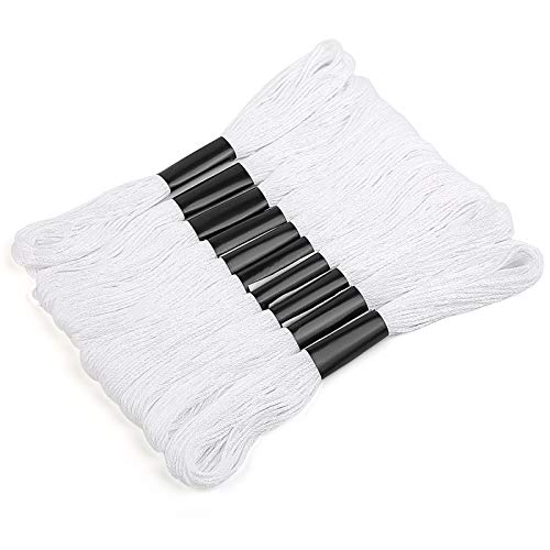 Dercuy 10 Skeins White Embroidery Floss, White Embroidery Thread, Friendship Bracelet String, Cross Stitch for DIY Making, Embroidery Crafts - Image 1