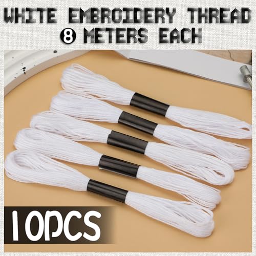 Dercuy 10 Skeins White Embroidery Floss, White Embroidery Thread, Friendship Bracelet String, Cross Stitch for DIY Making, Embroidery Crafts - Image 2