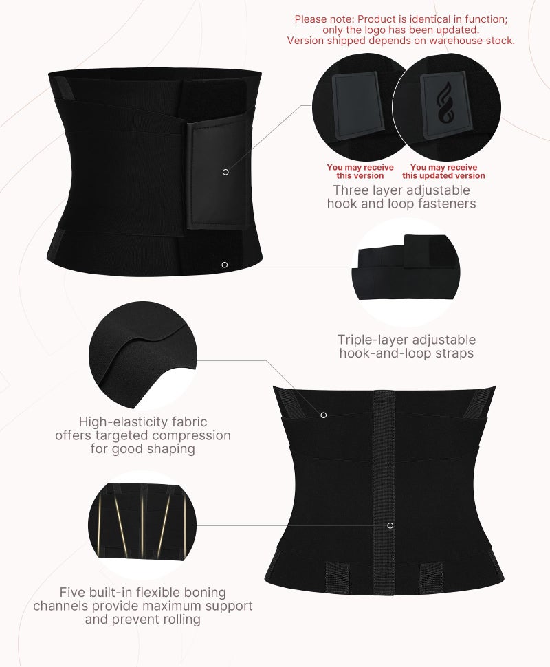 FeelinGirl Waist Cincher Tainer Workout Corset Shaper Tummy Slimmer Plus Size Belly Band for Women Black XL - Image 2