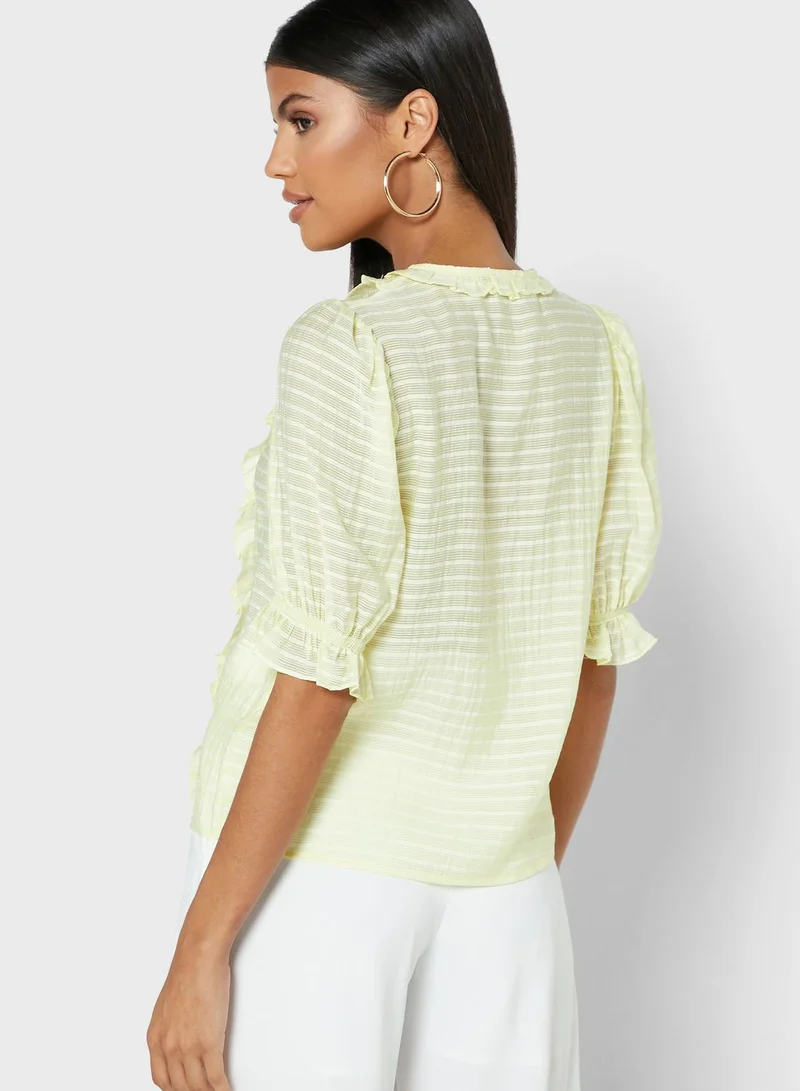 ELLA Ruffle Button Through Top