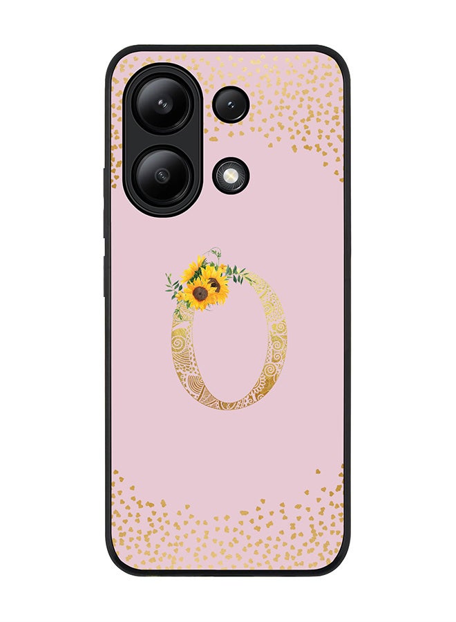 Stylizedd Rugged Black edge case for Xiaomi Redmi Note 13 4G, Cover Custom Monogram Initial Letter Mandala Floral Pattern Alphabet - O  (Pink ) - Image 1