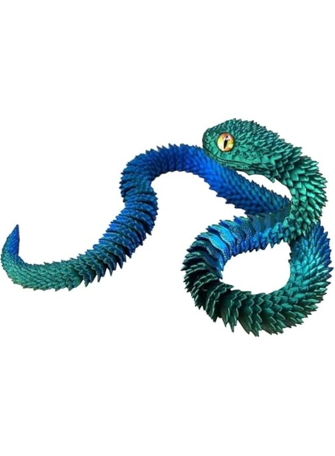 3D Printed Snake Toys 3D Printed Animals Exquisite Cute Toy 3D Printed Animals Set Adults Fidget Toys Printed Cobra Fidget Toys 3D Printed Articulated Cobra Flexiable Crystal Snake (Laser Blue Green - Image 1