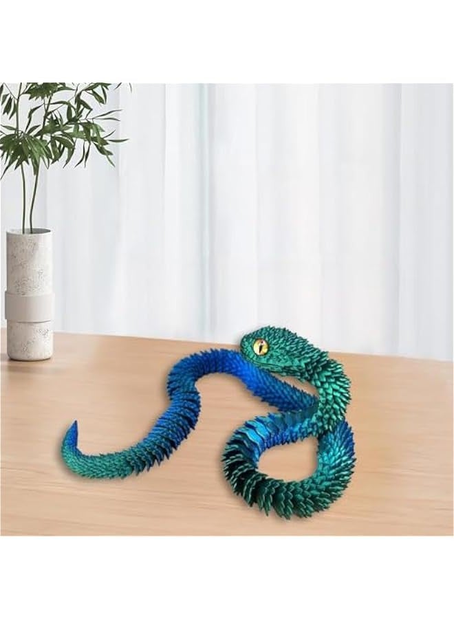 3D Printed Snake Toys 3D Printed Animals Exquisite Cute Toy 3D Printed Animals Set Adults Fidget Toys Printed Cobra Fidget Toys 3D Printed Articulated Cobra Flexiable Crystal Snake (Laser Blue Green - Image 4
