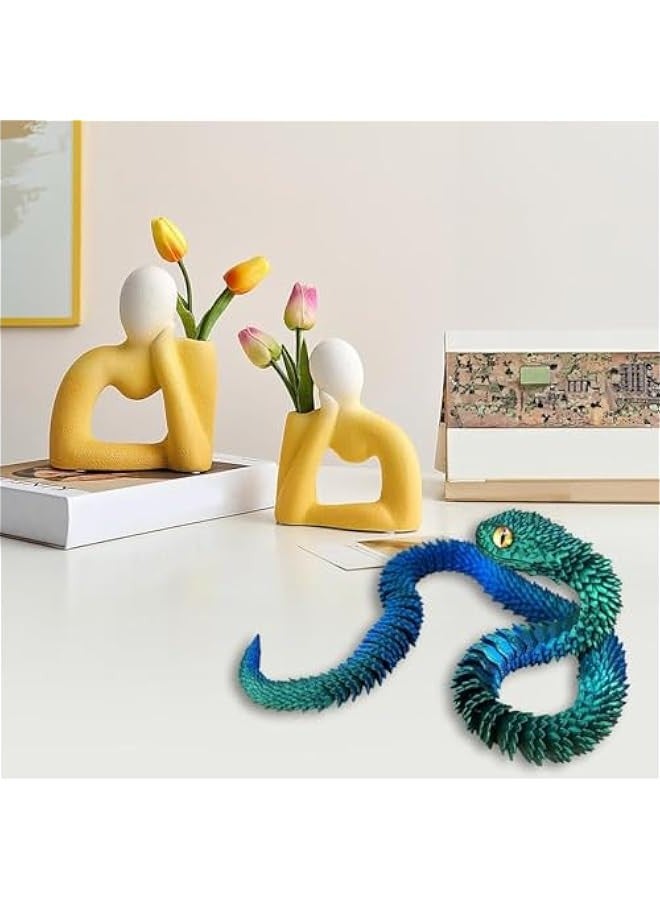 3D Printed Snake Toys 3D Printed Animals Exquisite Cute Toy 3D Printed Animals Set Adults Fidget Toys Printed Cobra Fidget Toys 3D Printed Articulated Cobra Flexiable Crystal Snake (Laser Blue Green - Image 2