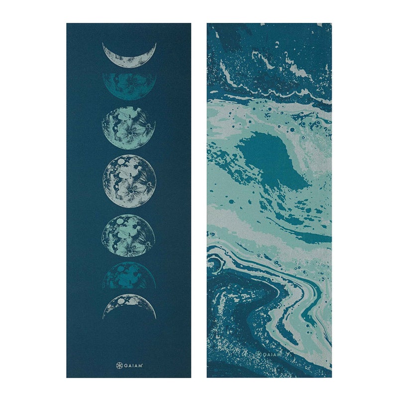 Gaiam Yoga Mat Premium Print Reversible Extra Thick Non Slip Exercise & Fitness Mat for All Types of Yoga, Pilates & Floor Workouts, Lunar Wave, 6mm - Image 2