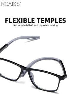 roaiss Men's Blue Light Blocking Glasses Anti UV and Glare Blue Light Filter Computer Glasses Rectangular Color Changing Anti Eyestrain Headache Sports Eyewear with Super Light TR Frame Black Grey 55mm  - Image 5
