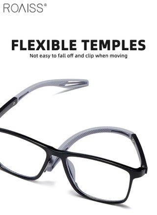Men's Blue Light Blocking Glasses Anti UV and Glare Blue Light Filter Computer Glasses Rectangular Color Changing Anti Eyestrain Headache Sports Eyewear with Super Light TR Frame Black Grey 55mm - view 5