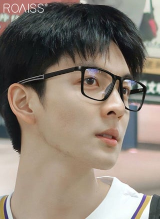 Men's Blue Light Blocking Glasses Anti UV and Glare Blue Light Filter Computer Glasses Rectangular Color Changing Anti Eyestrain Headache Sports Eyewear with Super Light TR Frame Black Grey 55mm - view 2