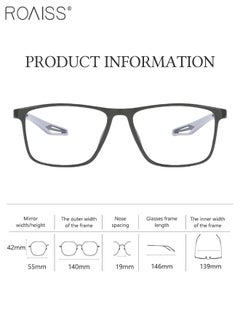 roaiss Men's Blue Light Blocking Glasses Anti UV and Glare Blue Light Filter Computer Glasses Rectangular Color Changing Anti Eyestrain Headache Sports Eyewear with Super Light TR Frame Black Grey 55mm  - Image 4