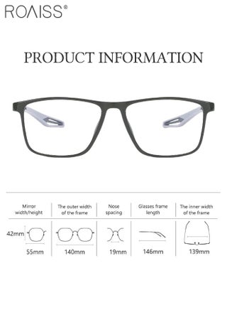Men's Blue Light Blocking Glasses Anti UV and Glare Blue Light Filter Computer Glasses Rectangular Color Changing Anti Eyestrain Headache Sports Eyewear with Super Light TR Frame Black Grey 55mm - view 4