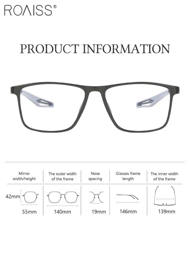 roaiss Men's Blue Light Blocking Glasses Anti UV and Glare Blue Light Filter Computer Glasses Rectangular Color Changing Anti Eyestrain Headache Sports Eyewear with Super Light TR Frame Black Grey 55mm  - Image 4