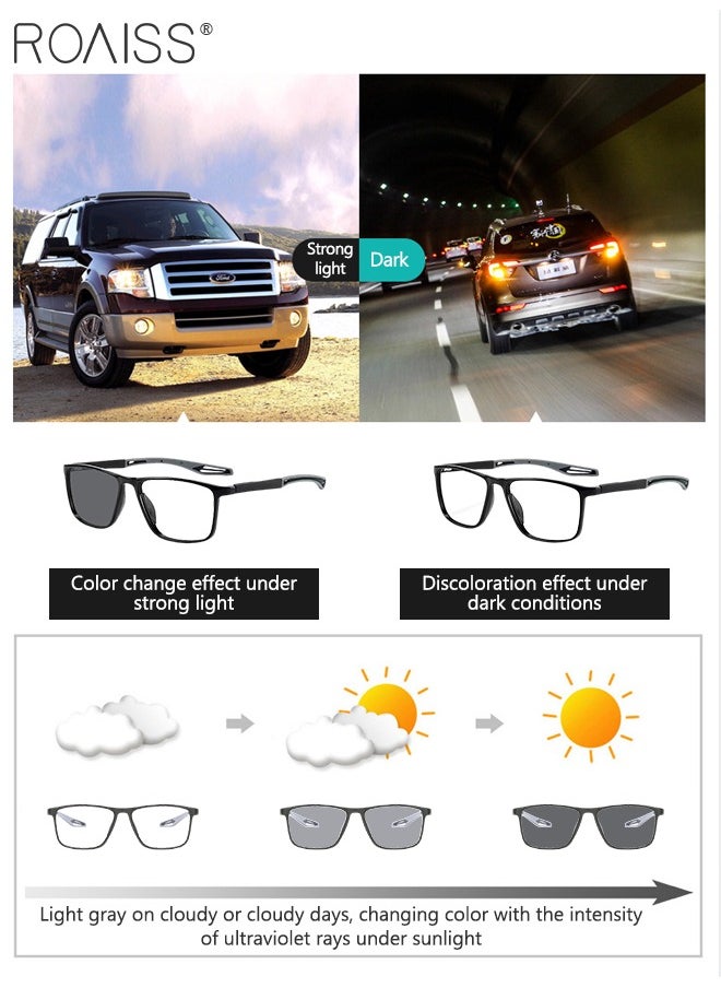 roaiss - Men's Blue Light Blocking Glasses Anti UV and Glare Blue Light Filter Computer Glasses Rectangular Color Changing Anti Eyestrain Headache Sports Eyewear with Super Light TR Frame Black Grey 55mm - Image 1