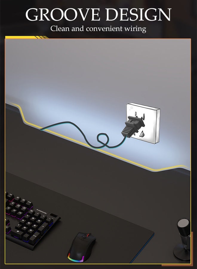 Spides Gaming Desk Double K Shape Design Computer Desk Ergonomic PC Desktop Computer Table Carbon Fiber Lines Desktop Home Office Workstation Computer Desk for Home Office Study - Image 5