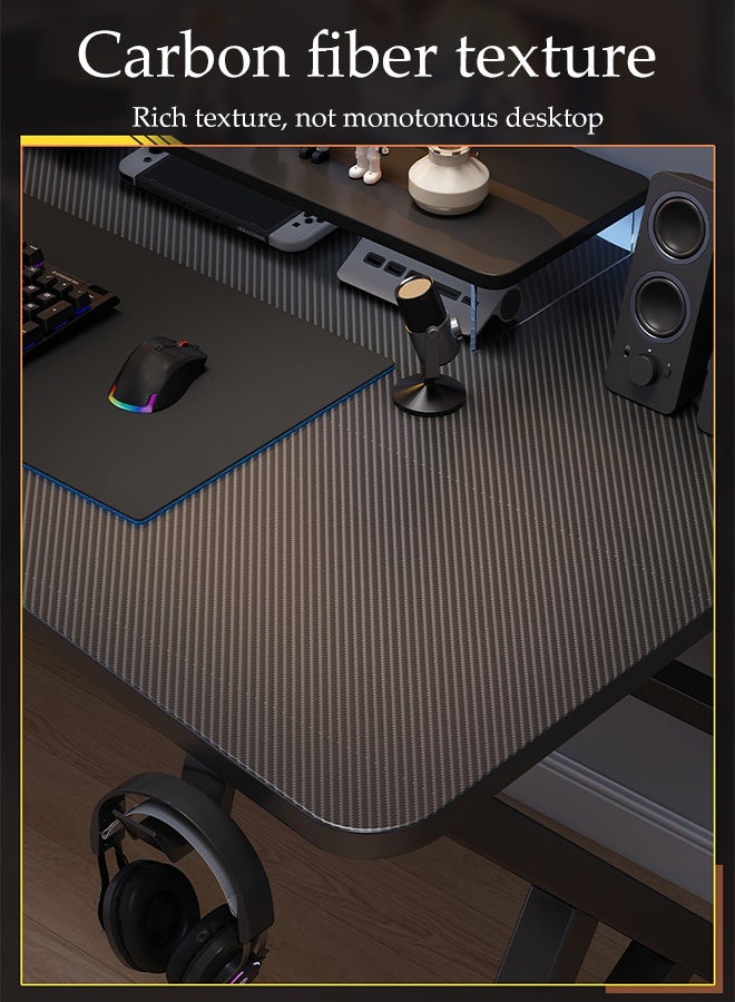Spides Gaming Desk Double K Shape Design Computer Desk Ergonomic PC Desktop Computer Table Carbon Fiber Lines Desktop Home Office Workstation Computer Desk for Home Office Study - Image 2