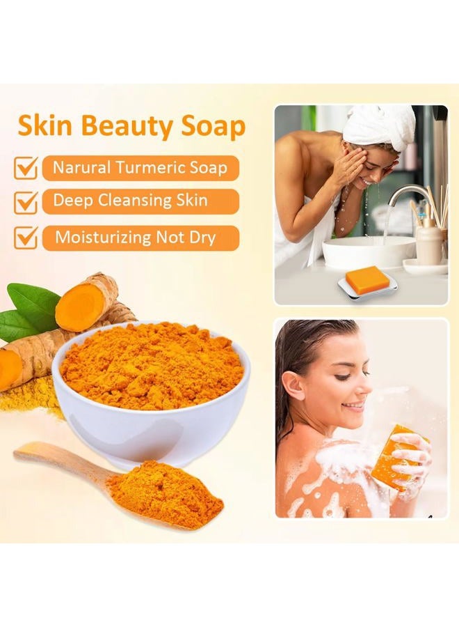 HOYEHOLA Kojic Acid Turmeric Soap Bar - Dark Spot Remover for Face Even Skin Tone, Moisturizing & Nourishing Natural Ingredients 2Packs - Image 3