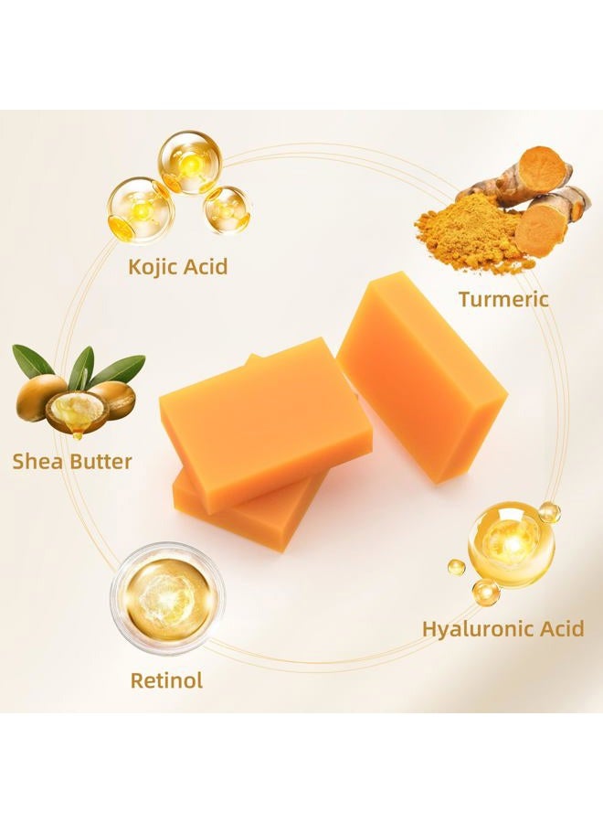 HOYEHOLA Kojic Acid Turmeric Soap Bar - Dark Spot Remover for Face Even Skin Tone, Moisturizing & Nourishing Natural Ingredients 2Packs - Image 5